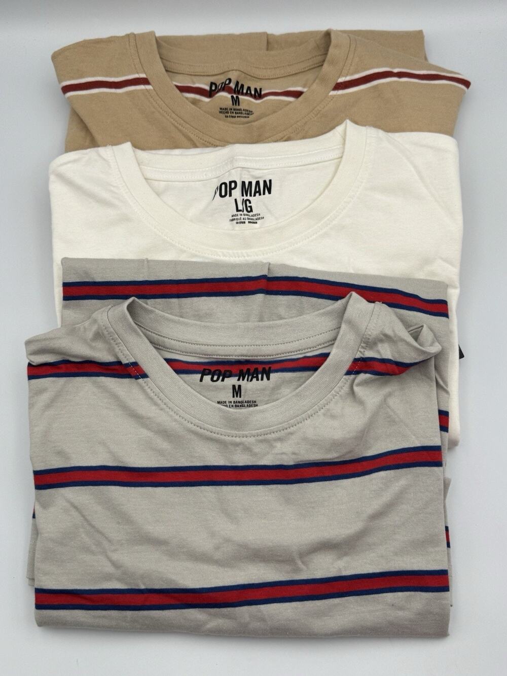 Lot of 3 Topman Men’s T-Shirts M/L Striped Crew Neck Read Description